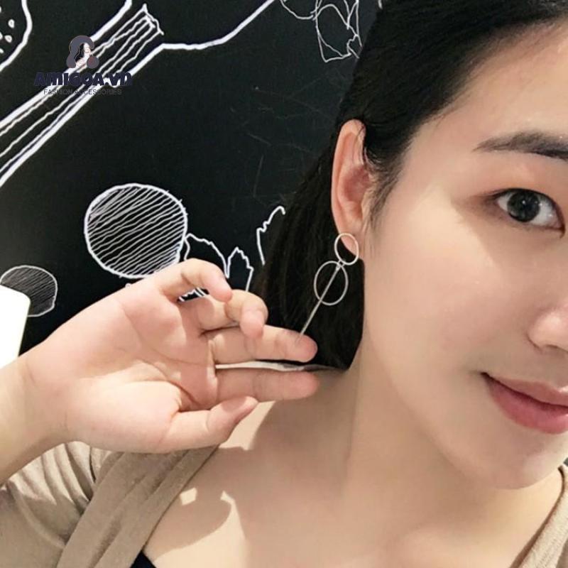 Bông Tai Tròn Dáng Dài Thiết Kế Đơn Giản Thời Trang