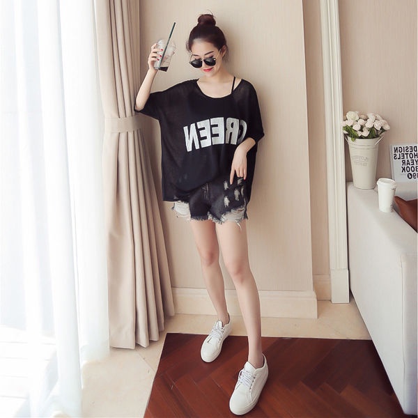 2022 summer fashion new large size women's fat mm love machine top covering stomach and hiding meat age reduction suit two-piece set