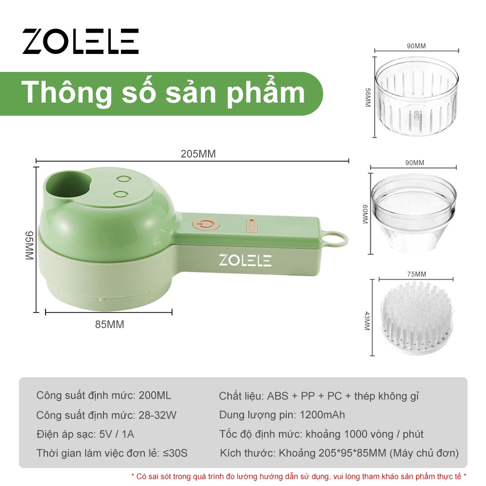 Máy xay tỏi ớt ZOLELE ZD003 20ML (Nhựa - Tô Nhựa) - Hàng chính hãng