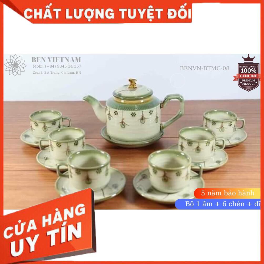 [FREESHIP] Ấm pha trà Gốm Sứ Bát Tràng Men Cổ vẽ tay cao cấp - BENVN-BTMC-08