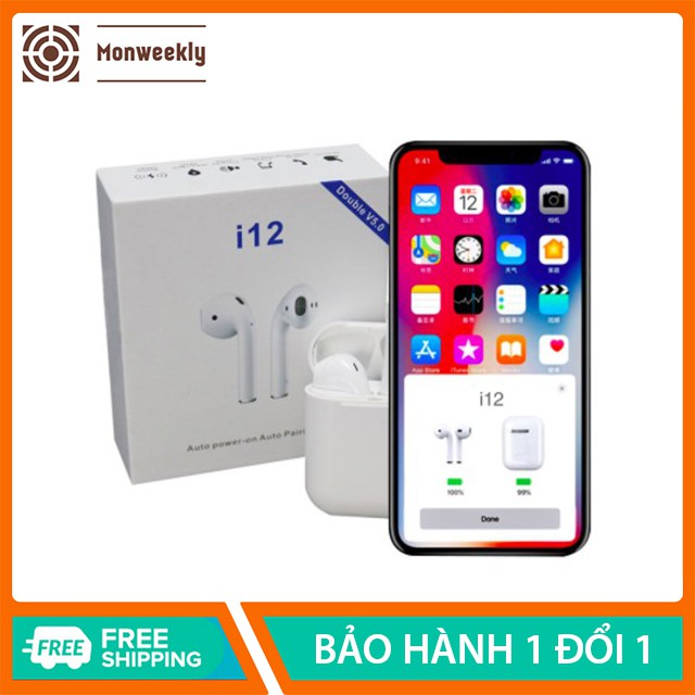 Tai Nghe Bluetooth i12 TWS Kết Nối Không Dây Nhét Tai Dành Cho Điện Thoại Samsung, Iphone, Oppo Monweekly