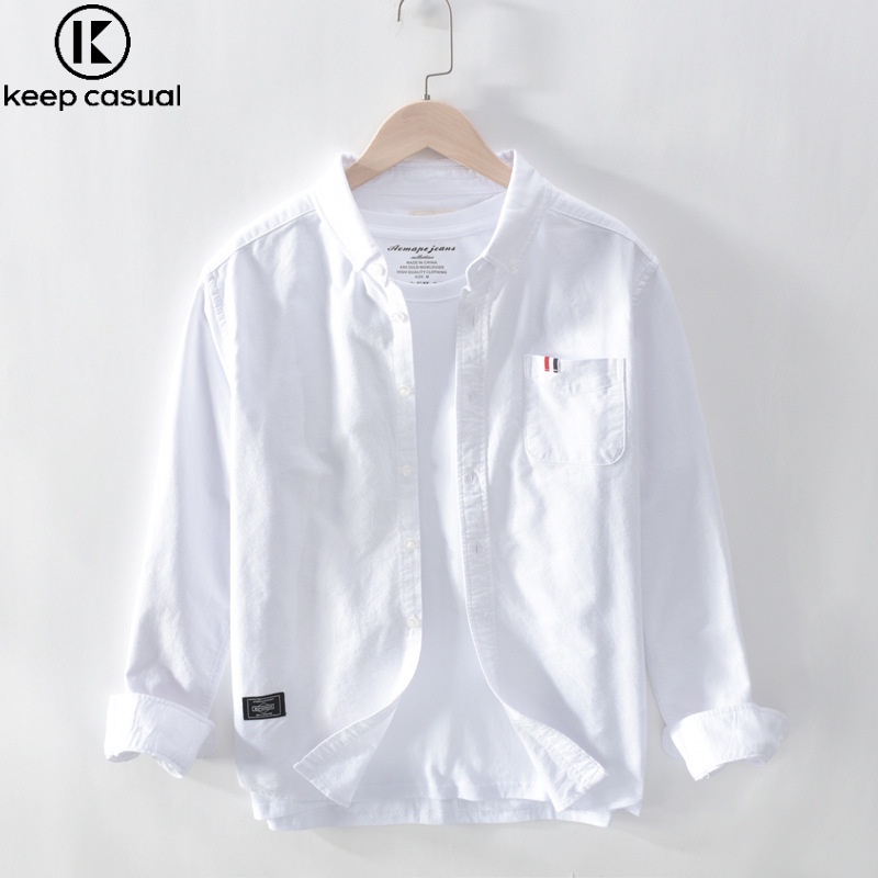 Keep Casual Áo Sơ Mi Tay Dài Vải Oxford Kiểu Nhật Bản Cá Tính Cho Nam