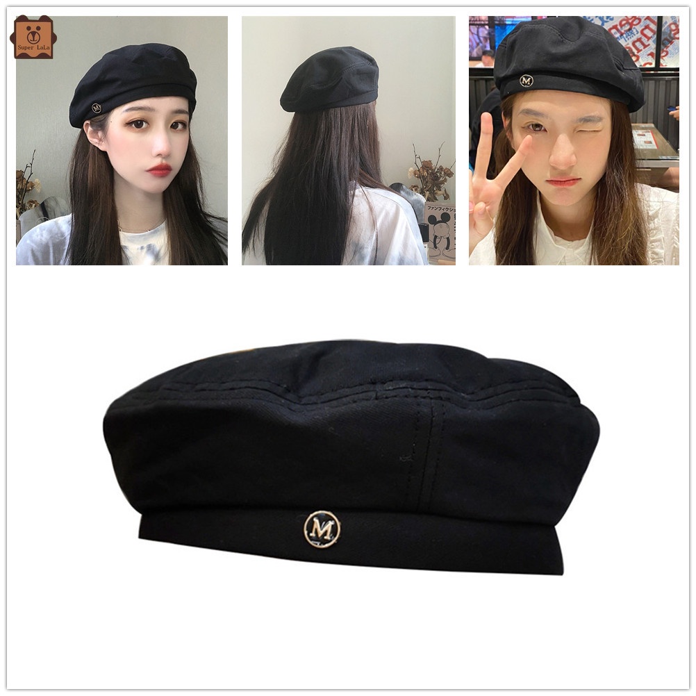 Mũ beret màu đen phong cách retro Anh Quốc thời trang cho nữ