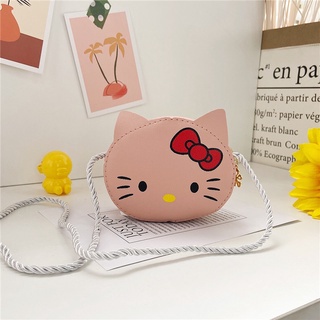 Túi đeo chéo mini bằng da PU hình mèo dễ thương thời trang cho bé gái