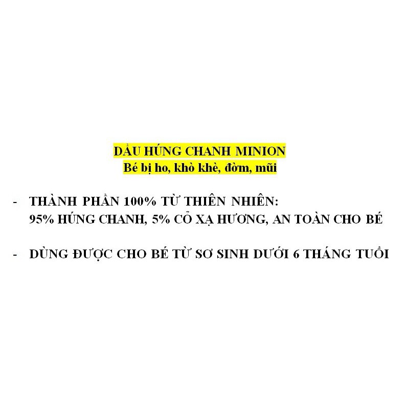 Dầu húng chanh minion loại bỏ ho, khò khè, đờm, nước mũi cho bé