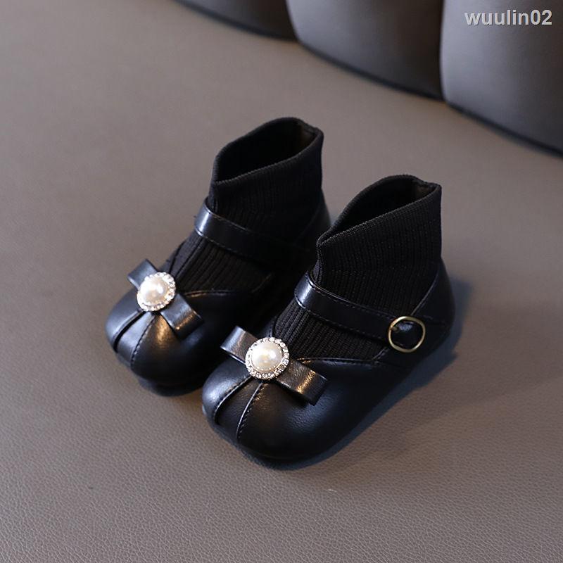 Giày bốt dệt kim cổ thấp đế mềm thoáng khí thời trang xuân thu cho bé gái từ 1-2-5 tuổi