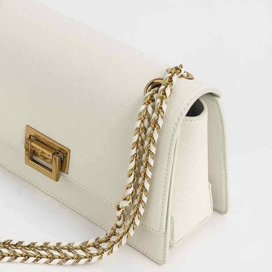 Túi Đeo Vai Charles & Keith Chain Strap Shoulder Bag CK2-20840206 Màu Trắng