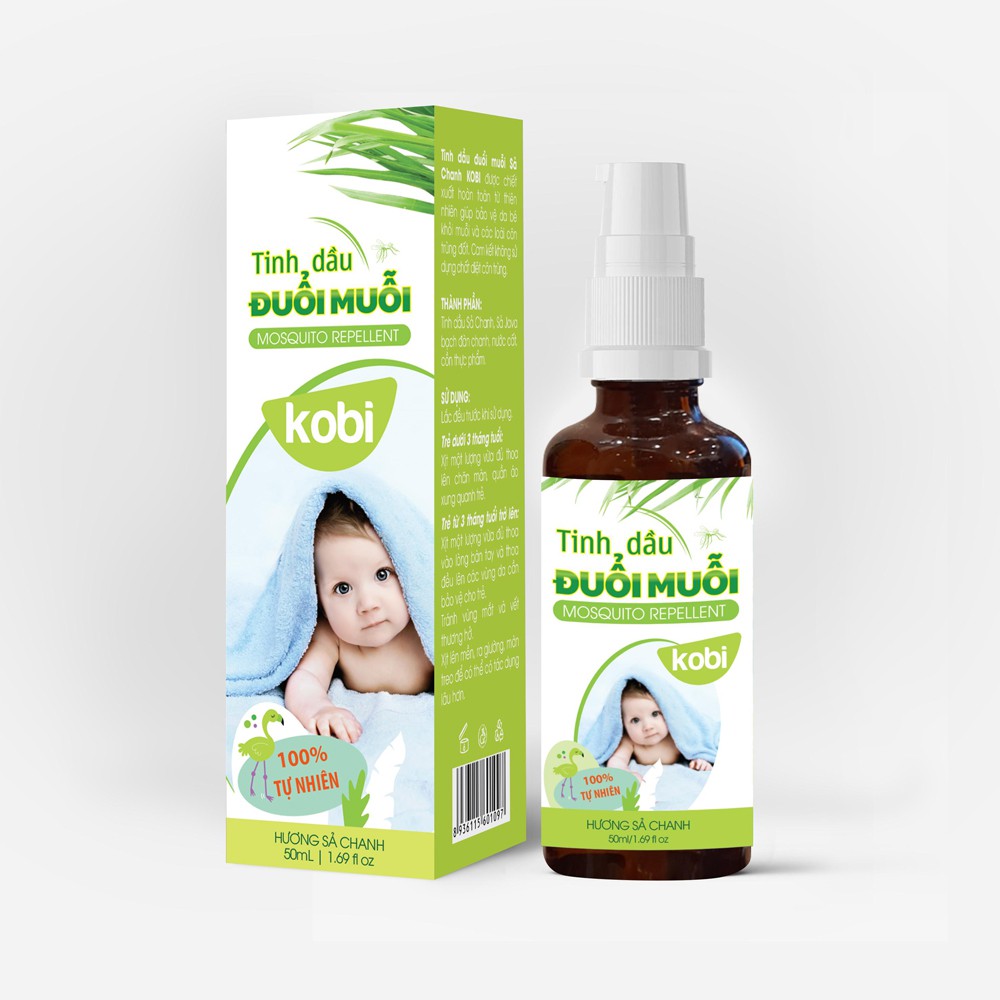 Tinh dầu xịt muỗi Sả chanh Kobi dùng xịt, khử mùi thơm phòng, giúp chống muỗi hiệu quả, an toàn cho bé