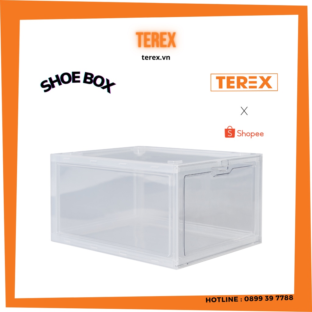 Hộp Đựng Giày, Tủ Giày Dép Nắp Nhựa Cứng ,Chống Bám Bụi Terex Chịu Lực 6kg Màu Trắng