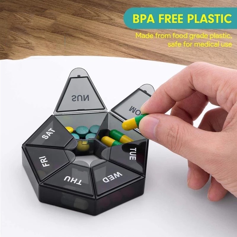 Hộp Đựng Thuốc Uống 7 Ngăn Dung Tích Lớn Chống Ẩm Hàng Tuần Mang Đi Du Lịch Tiện Lợi