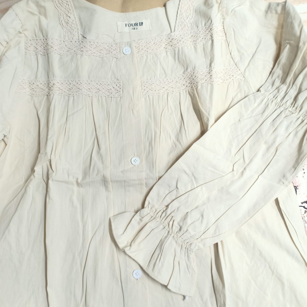 áo babydoll viền ren bo tay ,Áo sơ mi nữ cổ bèo tay FREESHIP 50K A010