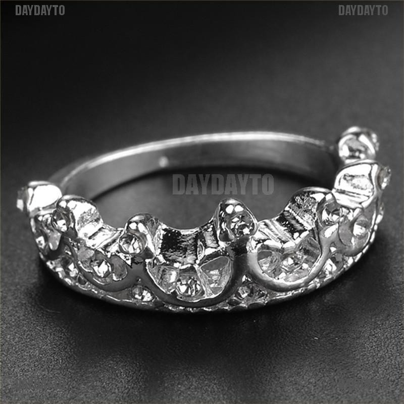 Nhẫn Cưới Hình Vương Miện Đính Đá Zircon Màu Bạc Dành Cho Nữ