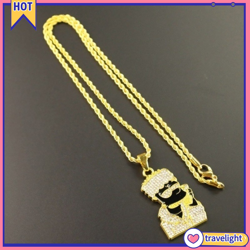 [Travelight] Vòng cổ mặt hình Simpson hoạt hình đính đá phong cách hip hop cho nam
