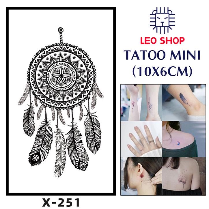 Hình Xăm Dán Mini Dream Catcher Lông Vũ (10x6cm)