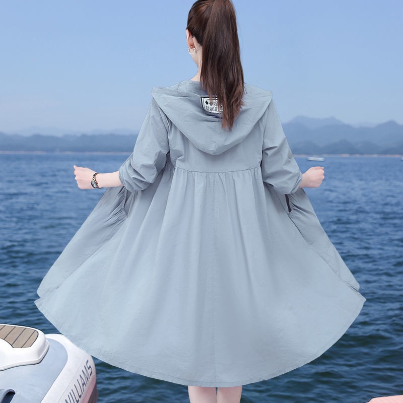 Áo Khoác Cardigan Chống Tia Cực Tím Có Mũ Trùm Đầu Size Lớn 2022 Thời Trang Mùa Hè Mới Cho Nữ