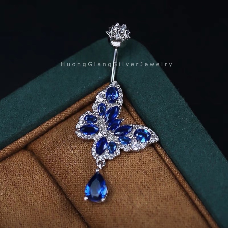 Khuyên Rốn Hình Bướm Bạc s925 Xi Kim -HuongGiangSilver