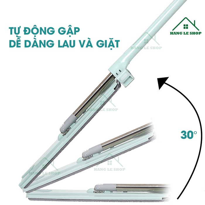 Bộ Lau Nhà Thông Minh 360 độ - Cây lau nhà cao cấp làm từ inox tự vắt tiện lợi