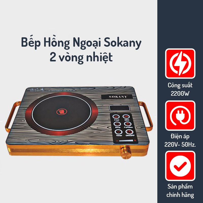 Bếp Hồng Ngoại Cao Cấp Sokany ❤️RẺ VÔ ĐỊCH❤️ Công Suất 2200W 2 Vòng Nhiệt