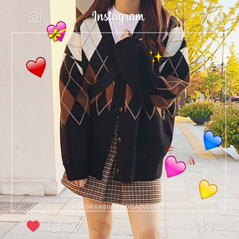 Áo khoác len Cardigan nữ MORAN họa tiết style Hàn Quốc Vintage - Có ảnh thật