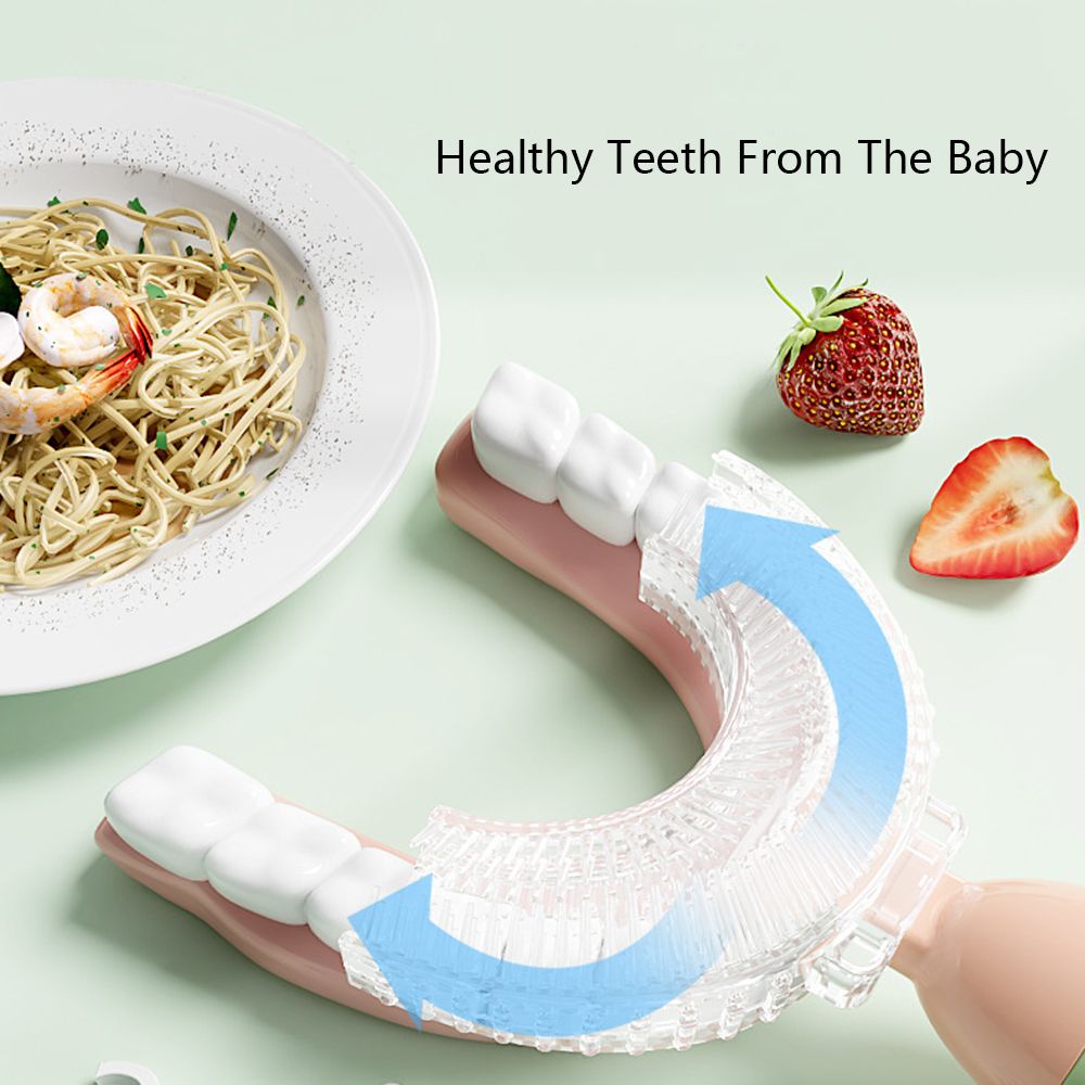 [Hàng mới về] Bàn chải đánh răng hình chữ U bằng silicon mềm an toàn cho bé 1-12 tuổi