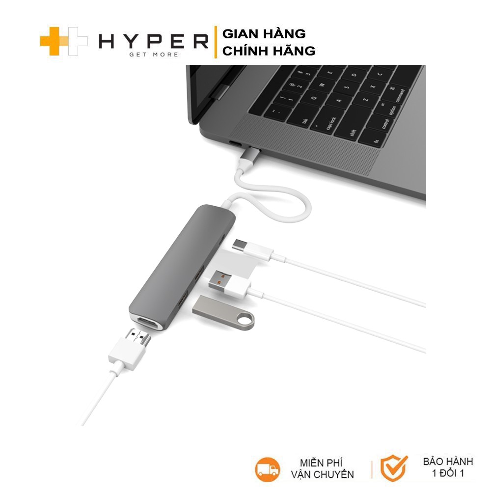 [𝐓𝐏𝐊] Cổng Chuyển HyperDrive 4-in-1 HDMI 4K, USB-C Hub cho Macbook & Devices - GN22B