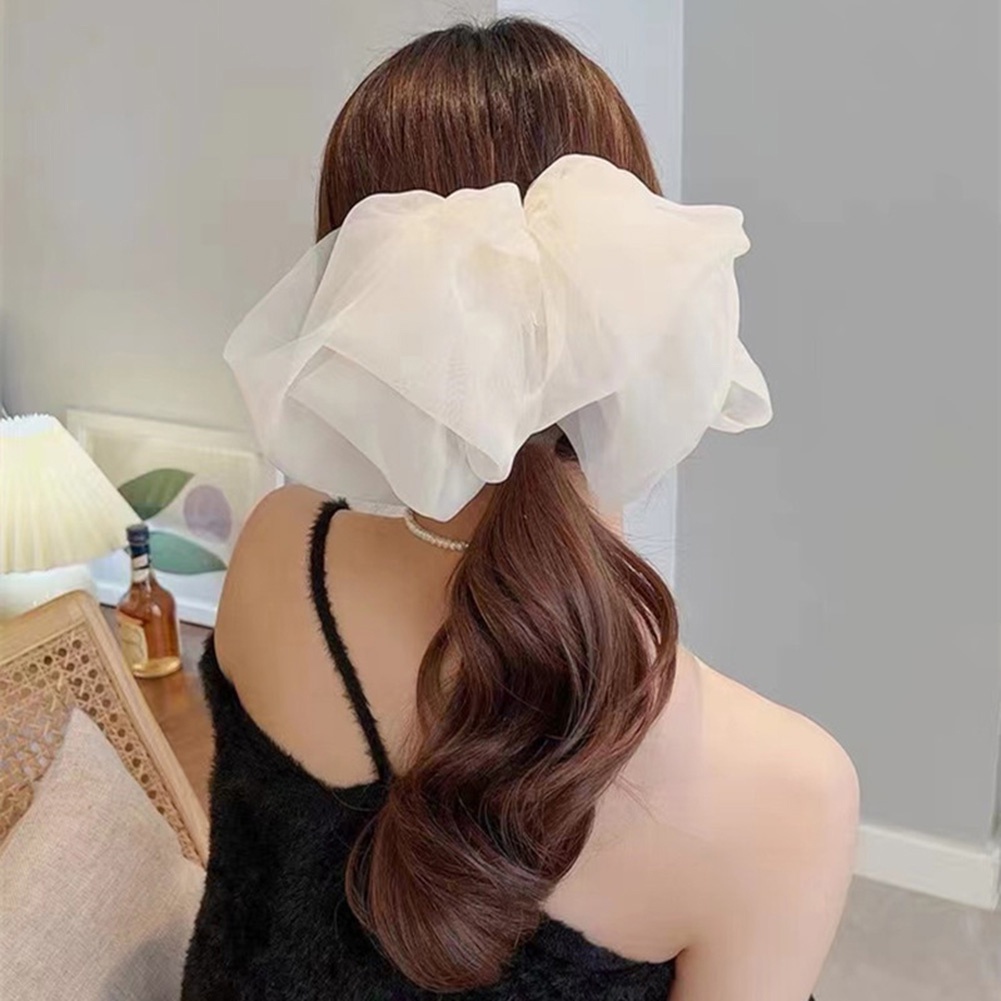 1 Kẹp Tóc Hình Nơ Lớn Bằng Vải Voan Màu Trơn Thanh Lịch Thời Trang Dành Cho Nữ