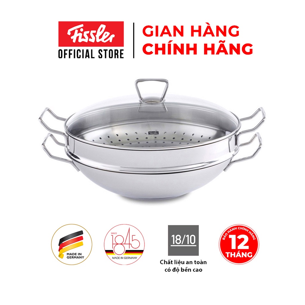Bộ nồi lẩu và xửng hấp Fissler Nanjing 36cm chính hãng 100%, xuất xứ thương hiệu Đức, bảo hành 12 tháng