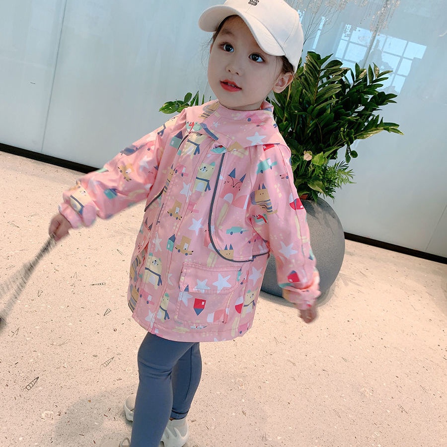 Áo Khoác Chống Gió Phản Quang Phong Cách Hàn Quốc Dễ Thương Cho Bé Gái A4L6 2021