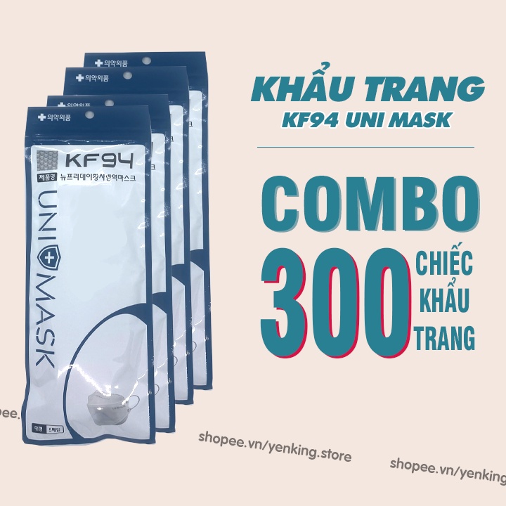 [1 Thùng] 300 Chiếc Khẩu Trang KF94 Uni Mask, Chống bụi Mịn 2.5PM, Kháng khuẩn