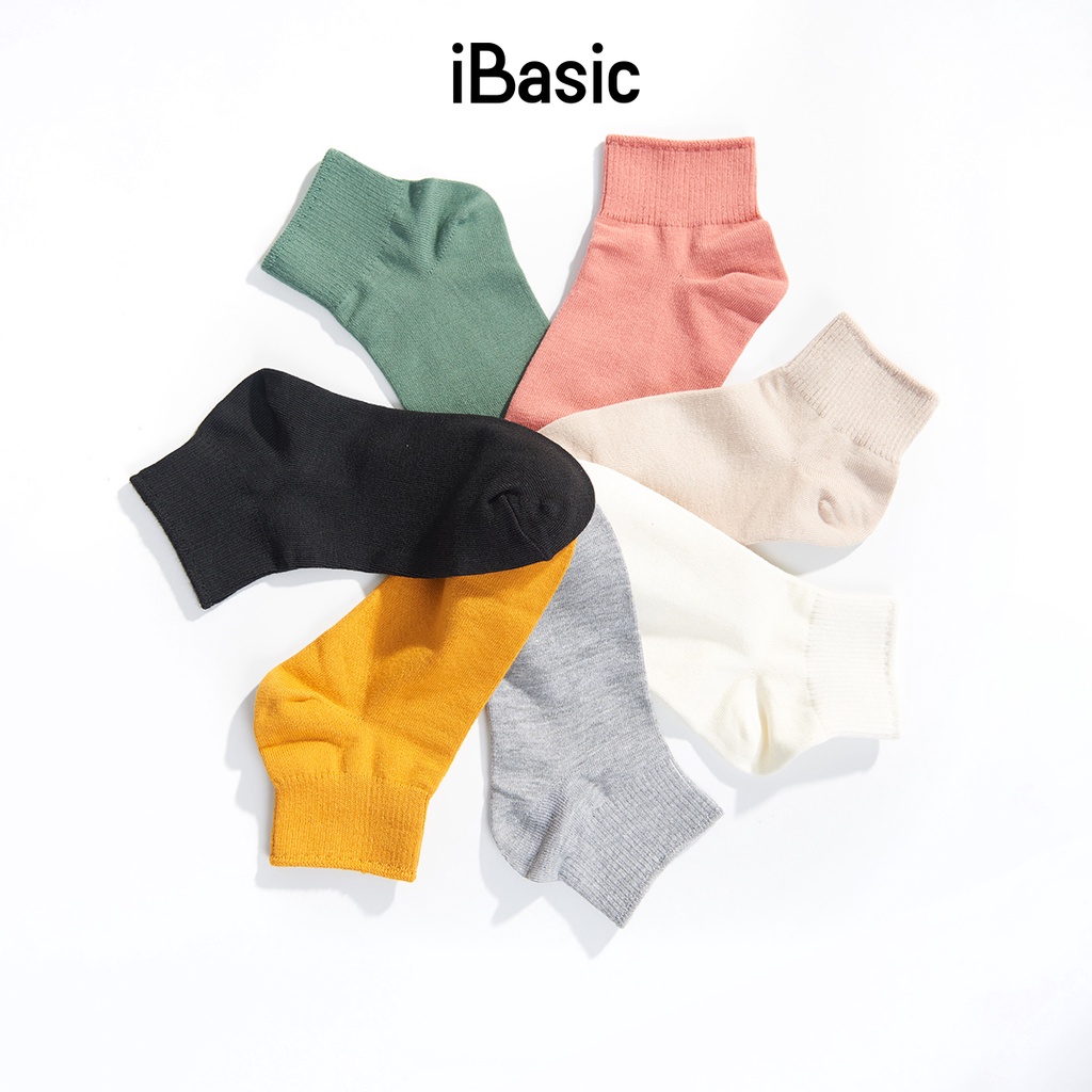 Vớ nữ cổ ngắn cotton pha nhiều màu macaron iBasic SOW001