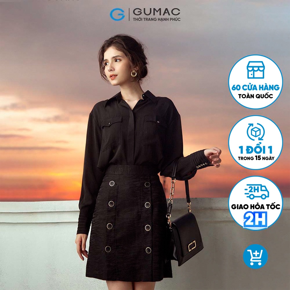 Chân váy nữ phối nút thời trang GUMAC VB905