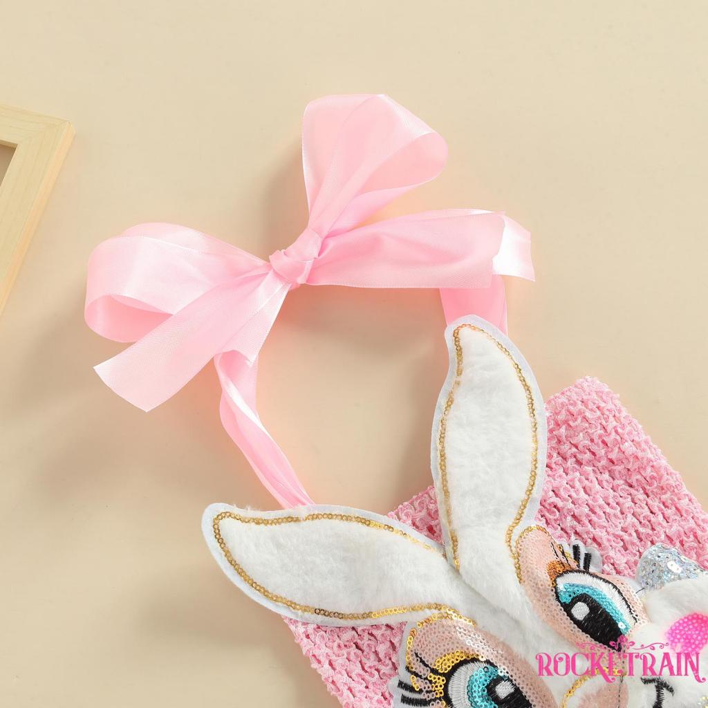 ◐Ne✲Đầm Không Tay Hở Lưng Họa Tiết Thỏ Hoạt Hình Thời Trang Dự Tiệc Cho Bé Gái