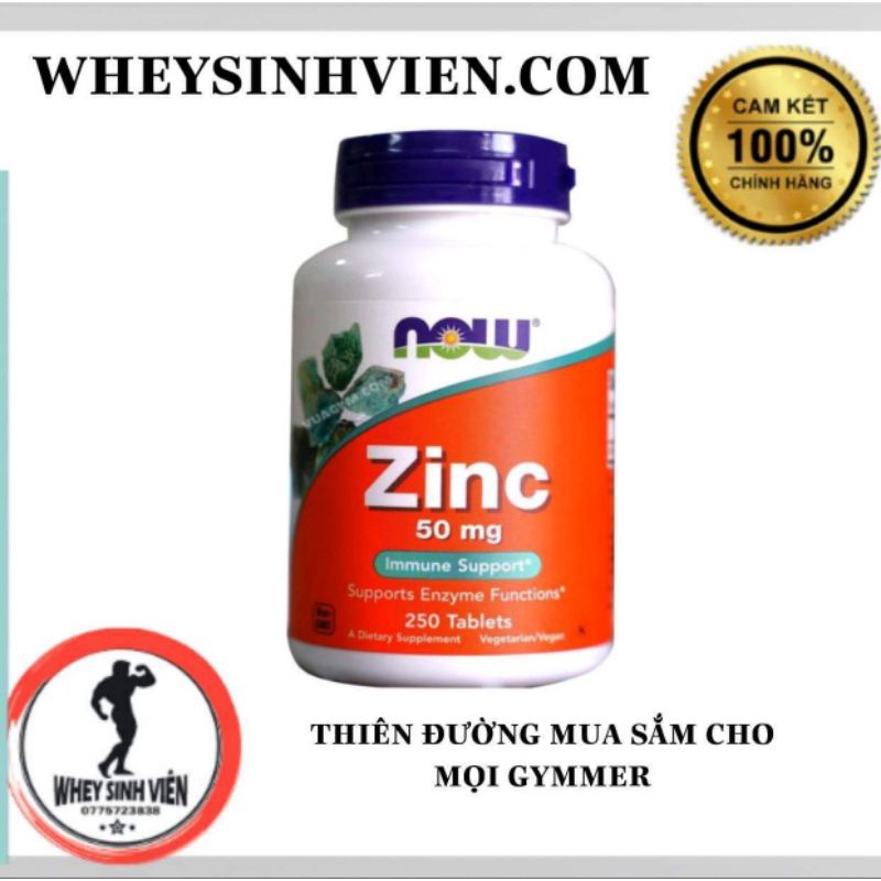 Thực Phẩm Bổ Sung Kẽm NOW Zinc 250 Viên TẠI WHEYSINHVIEN.COM