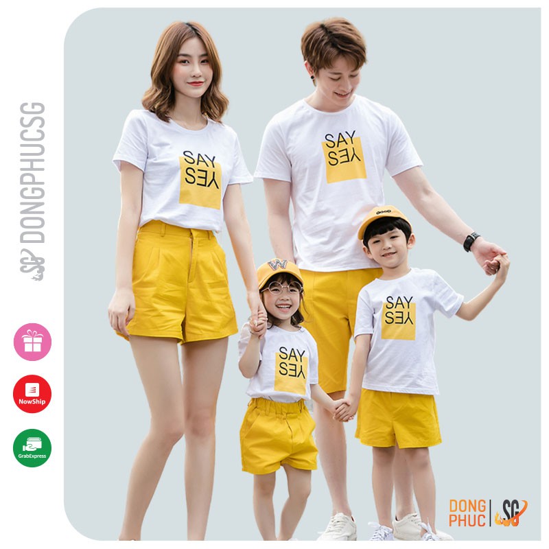 Áo gia đình 3/4/5 người đồ đôi mẹ và bé thun cotton dày dặn mẫu đồng phục gia đình SAY YES | SG