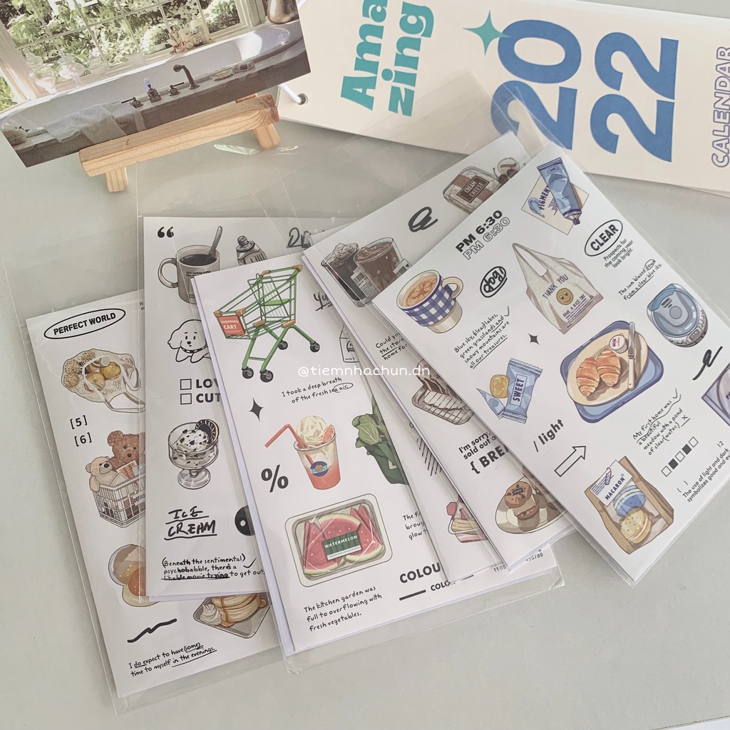 SET 2 TẤM STICKER HÀN QUỐC MY DAILY LIFE trang trí journal (ảnh thật) - Tiệm nhà Chun