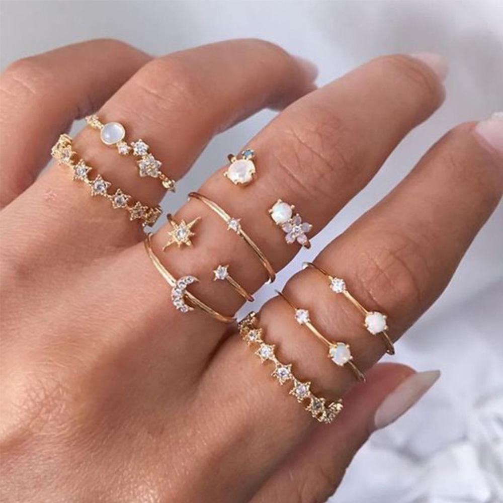 Bộ Nhẫn Thời Trang Phong Cách Bohemian Cổ Điển Sáng Tạo Dành Cho Nữ