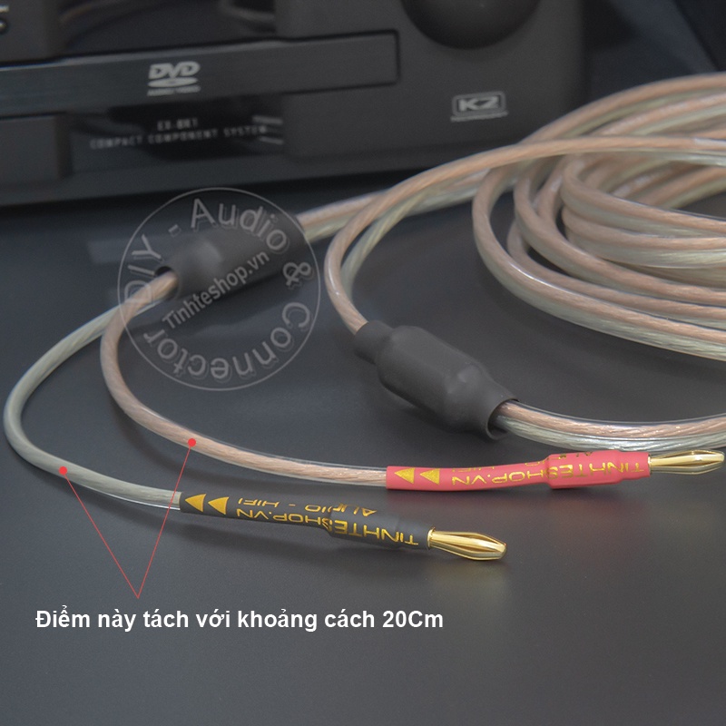 Dây loa jack bắp chuối 1 vế DIY 0.5 đến 10 mét - Speaker audio cable banana plug