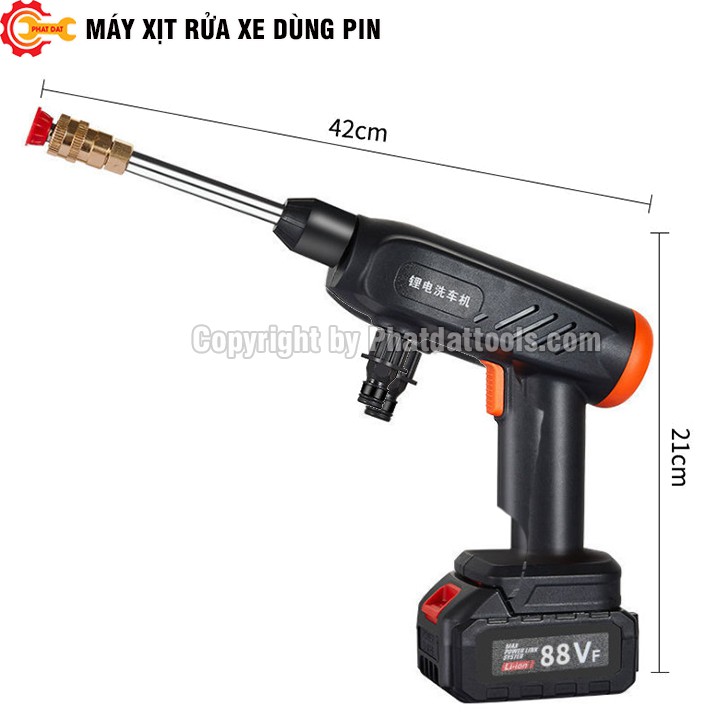 Máy Rửa Xe Dùng Pin-Hàng Cao Cấp Chính Hãng-Đầy Đủ Phụ Kiện-Bảo Hành 6 Tháng