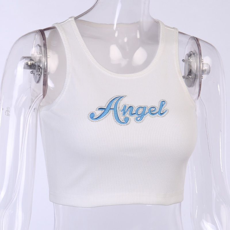 Áo Croptop Không Tay Họa Tiết Chữ Cái Thời Trang Nữ Dễ Thương | BigBuy360 - bigbuy360.vn