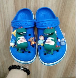 🔥 sản phẩm bán chạy. dép sục crocs baya xanh dương đậm cho bé + tặng kèm sticker khủng long.