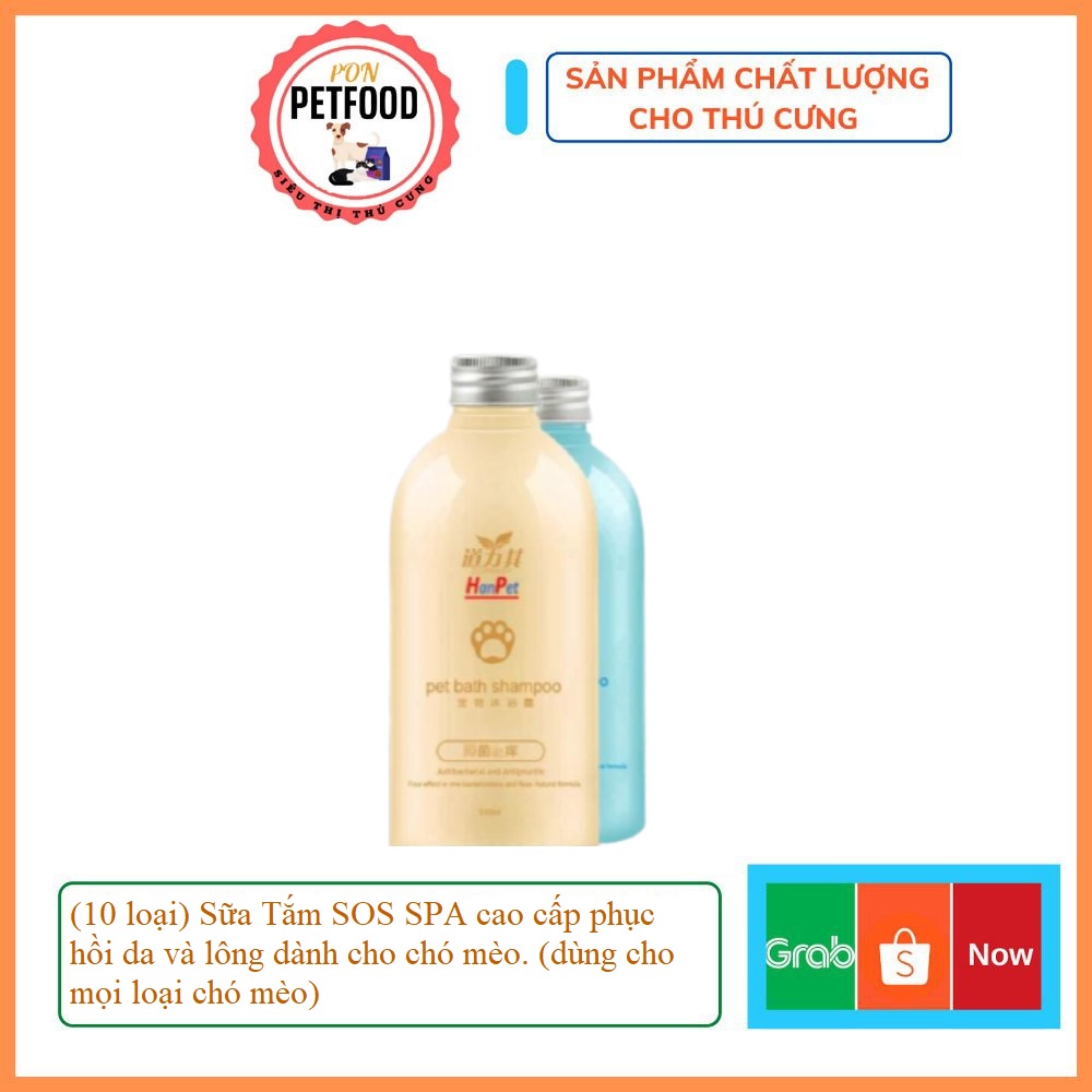 (10 loại)  Sữa Tắm SOS SPA cao cấp phục hồi da và lông dành cho chó mèo. (dùng cho mọi loại chó mèo)