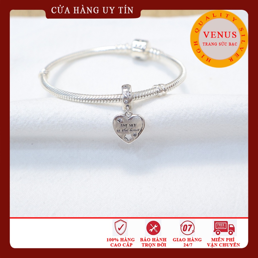 [Charm bạc 925 cao cấp] Charm treo tim You did it- Trang sức bạc Venus