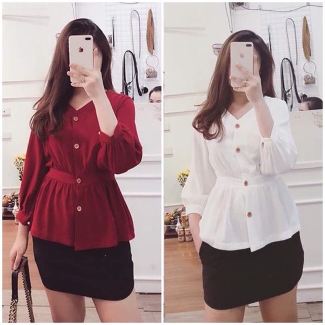 Áo cổ V nhúng eo MH