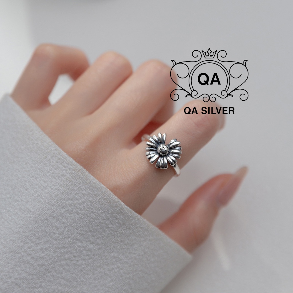 Nhẫn bạc hoa cúc họa mi thái nhẫn nữ hở S925 DAISY Silver Ring QA SILVER RI200502