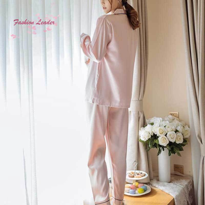 Bộ đồ ngủ form dài cổ bẻ phối túi thời trang cho nữ | BigBuy360 - bigbuy360.vn