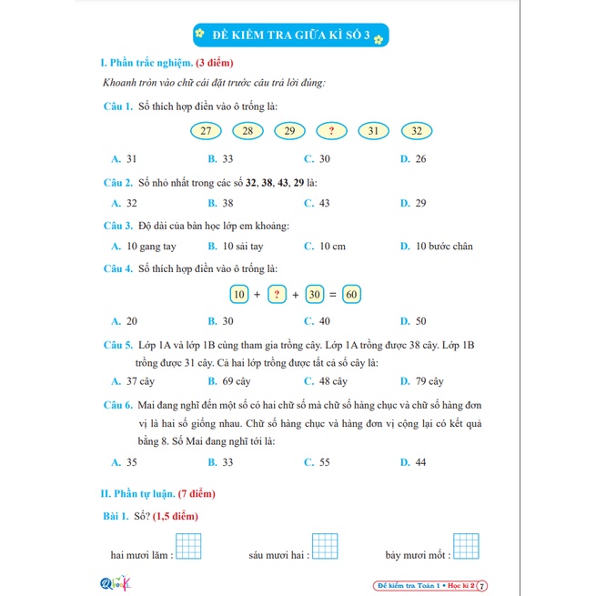 Sách - Đề Kiểm Tra Toán 1 - Kết Nối Tri Thức Với Cuộc Sống - Học Kì 2 (1 cuốn)