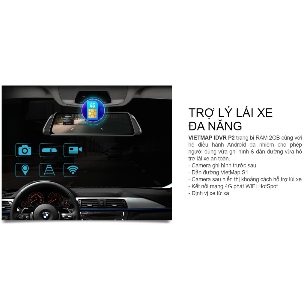 [Kèm Thẻ Nhớ 128Gb] Camera Hành Trình Vietmap iDVR P2 + [Miễn Phí Lắp Đặt] + [Sim 4G] | BigBuy360 - bigbuy360.vn