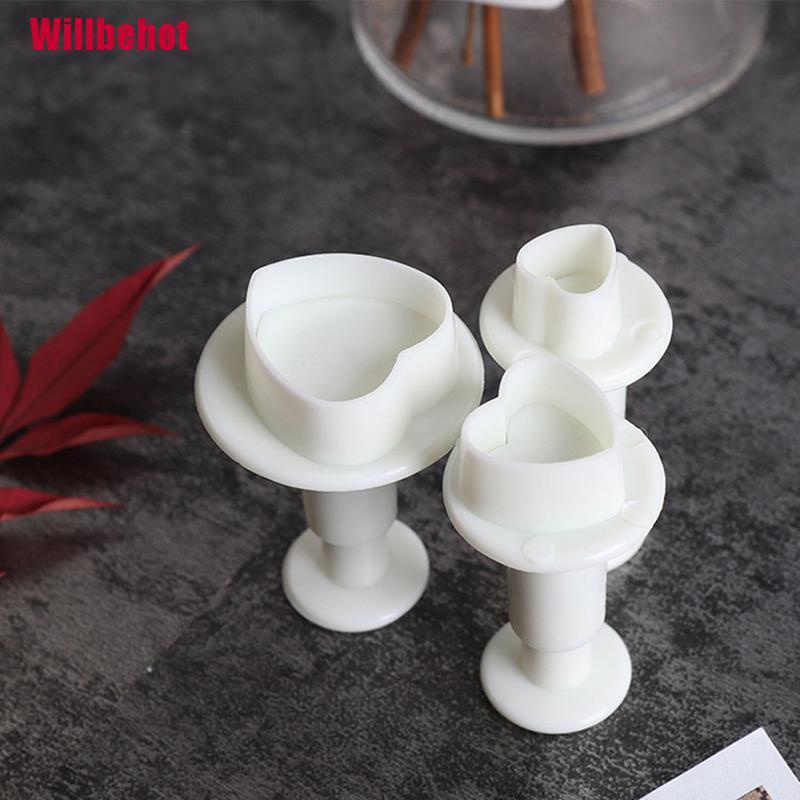 Bộ 3 Khuôn Làm Kem Trang Trí Hình Trái Tim