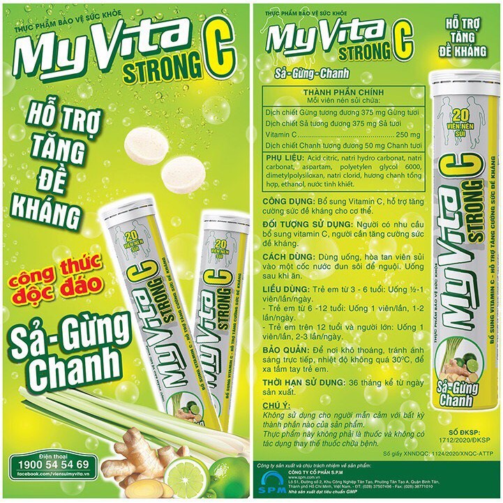 Combo TĂNG ĐỀ KHÁNG 3 tuýp viên sủi Vitamin 1 tuýp MyVita Strong & 2 tuýp Strong C (Sả - Gừng - Chanh tươi) | Thế Giới Skin Care