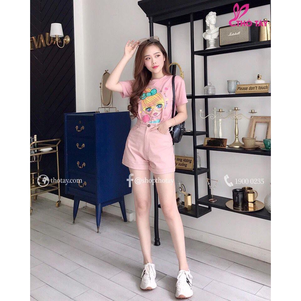 🌟 Quần sọt kaki lật lai màu hồng kute Hàn Quốc mới đủ size SML 15Q19B1